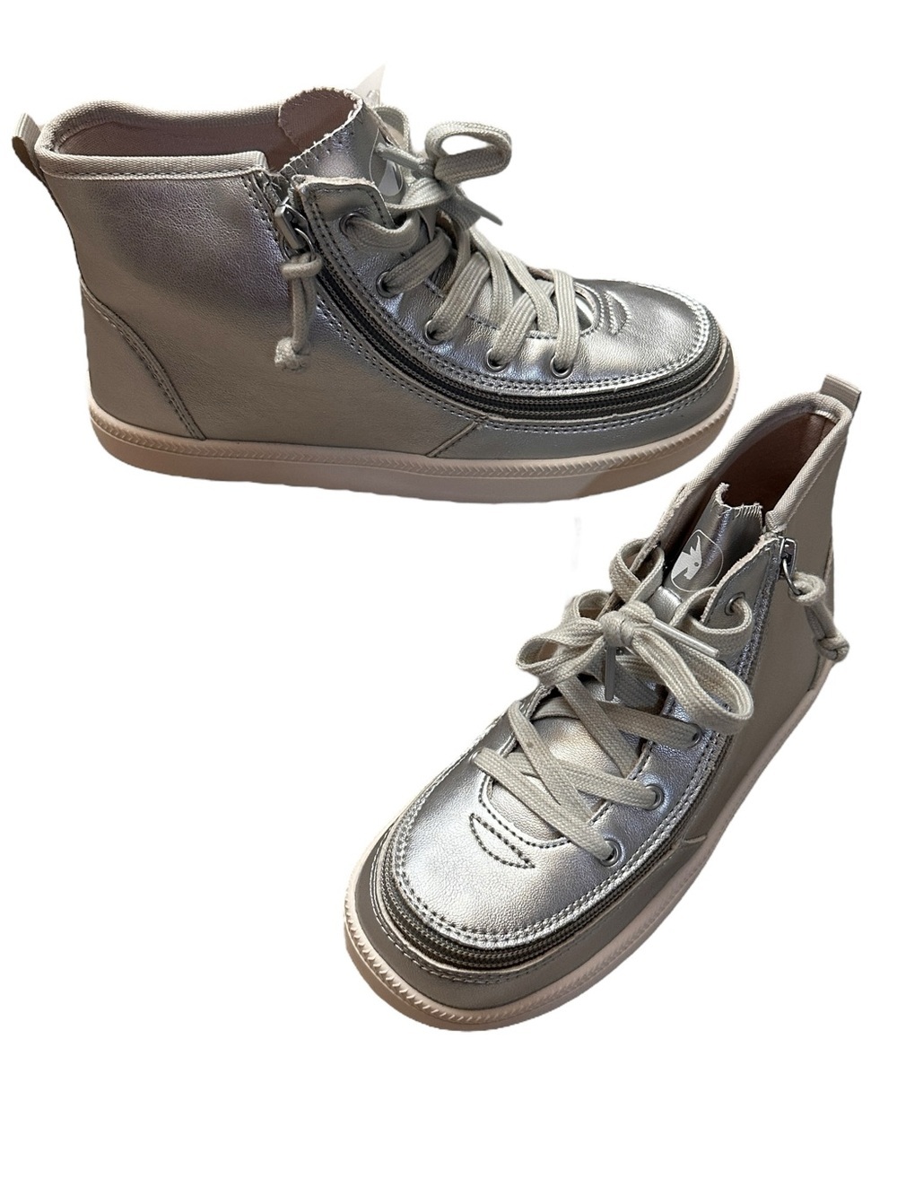 BILLY Footwear Haring High Top Silver Metallic Zip Sneakers Girls size 3 New